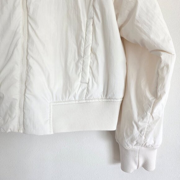 Old Navy White Puffer Oversized Crop Jacket Running Workout Lightweight Coat - Picture 4 of 11